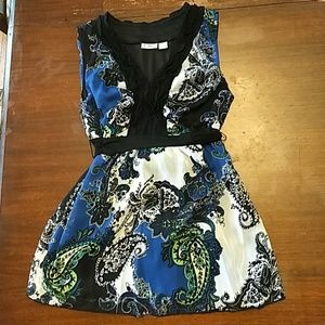 Cato Paisley Print Blue and Green Sleeveles Blouse